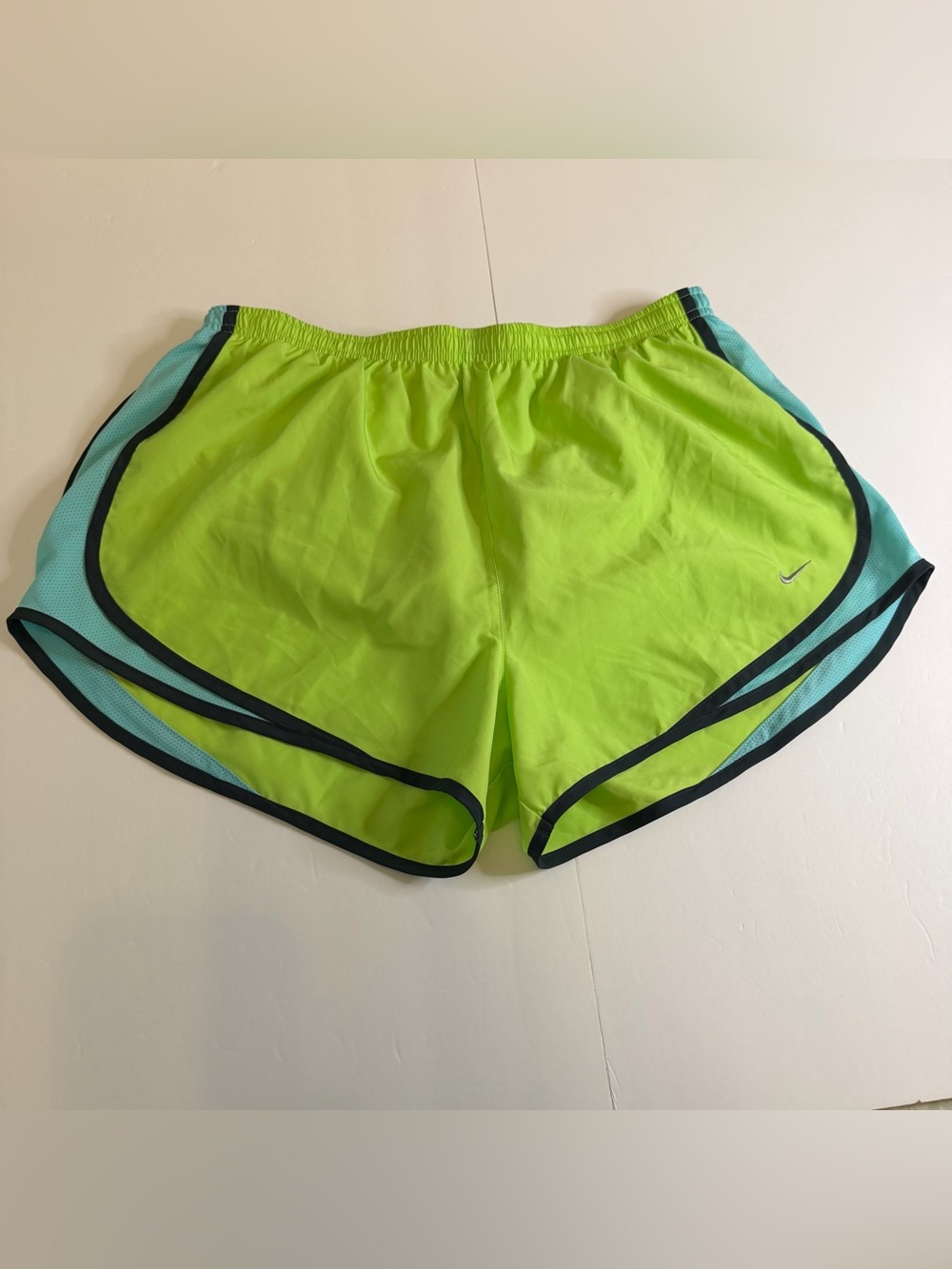 Nike Dri-FIT Tempo Running Shorts XL Neon Green Aqua Blue 3.25” Inseam Active